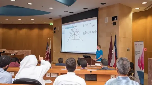 Presentation of a mathematical problem in front of an audience