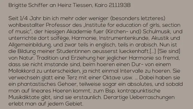 Letter 1: excerpt from letter to Heinz Tiessen, 1938