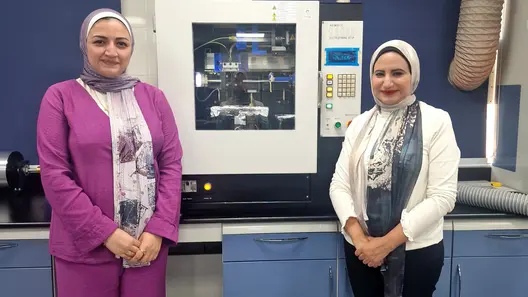 AGYA Alumna Maha Nasr with colleague at laboratory; Healing Wounds Smarter Project 1