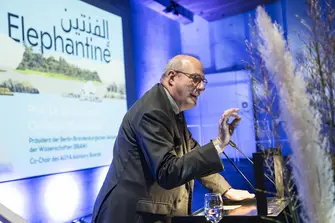 Prof. Dr. Dr. hc mult. Christoph Markschies at the “Elephantine goes global. The Museum and Research as Softpower”, James Simon Gallery, Berlin, 2025