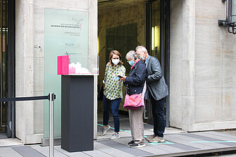 Guests looking at the exhibit