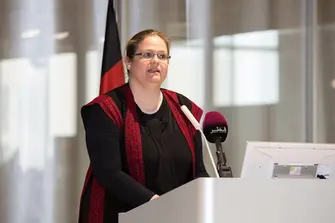 Prof. Verena Lepper holding a speech
