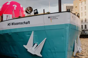 front of science ship MS Wissenschaft