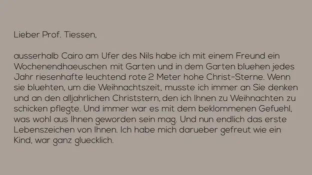 Letter 2: excerpt from letter to Heinz Tiessen, 1946